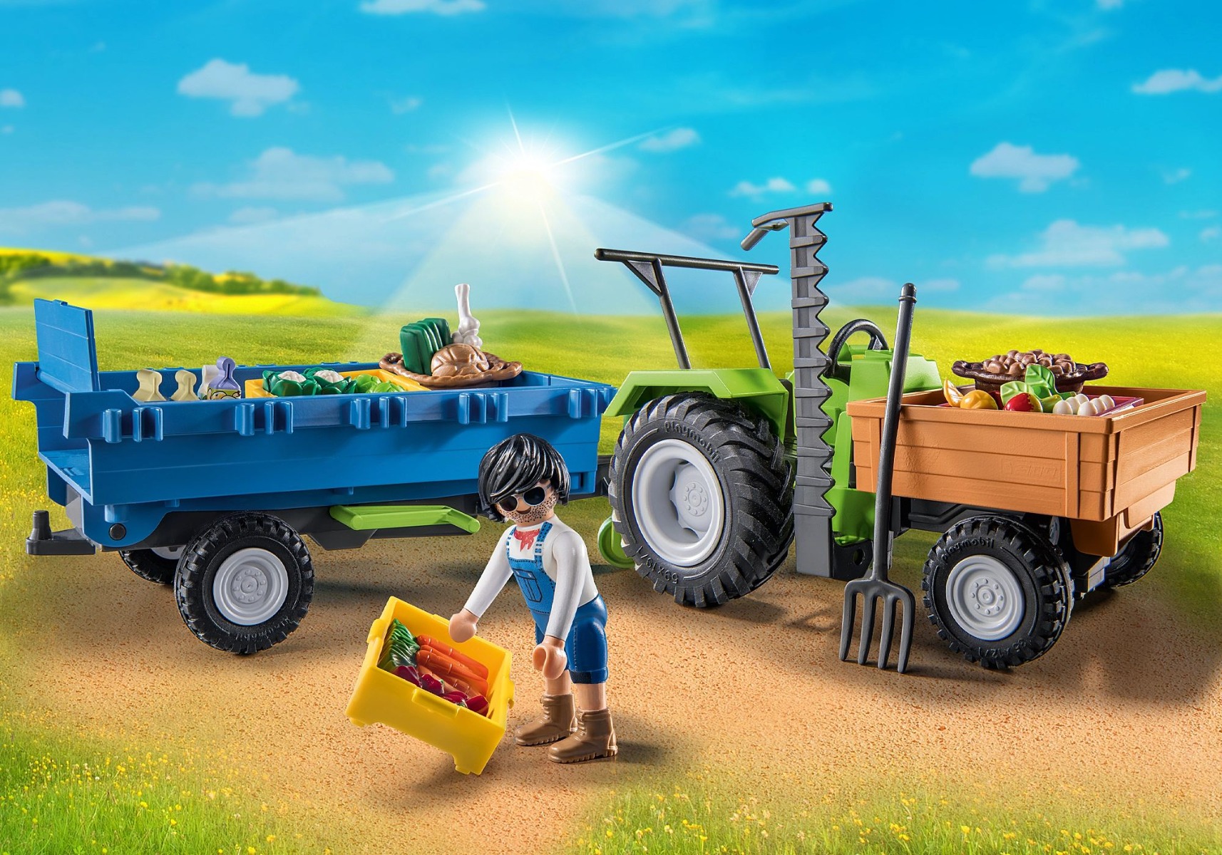 Playmobil PM71249 Tractor cu remorca si muncitor - poza 2