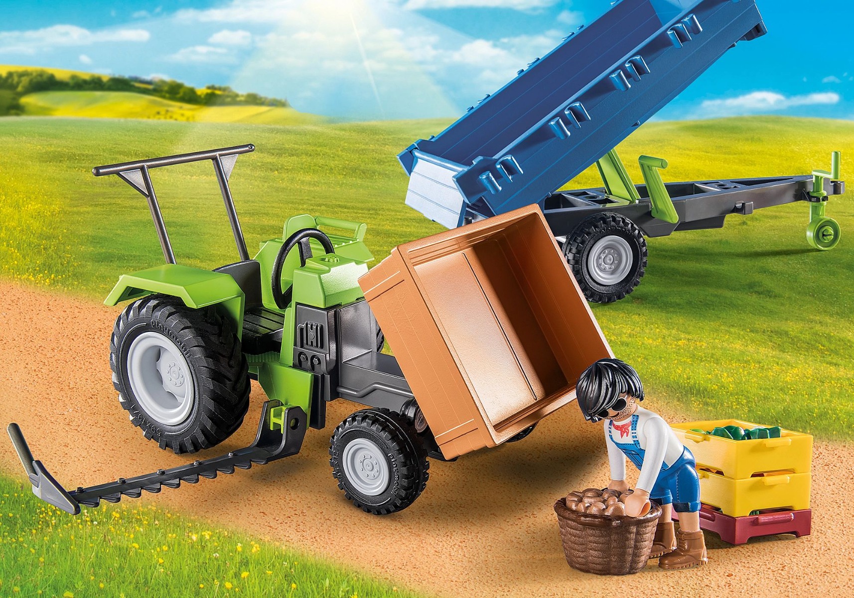 Playmobil PM71249 Tractor cu remorca si muncitor - poza 5