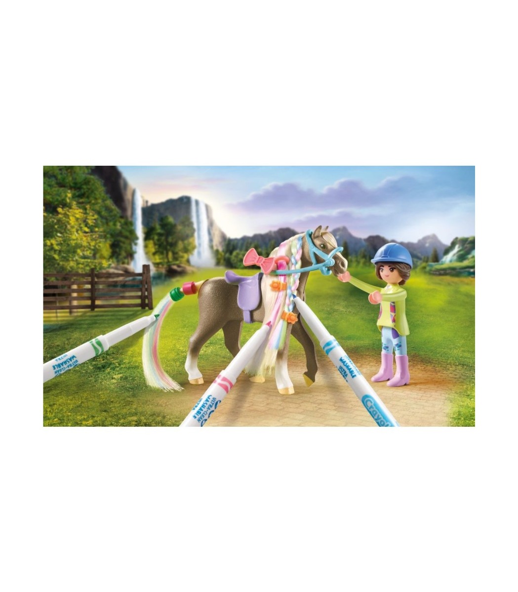 Playmobil PM71640 Cal cu Par si Creioane Crayola - poza 3