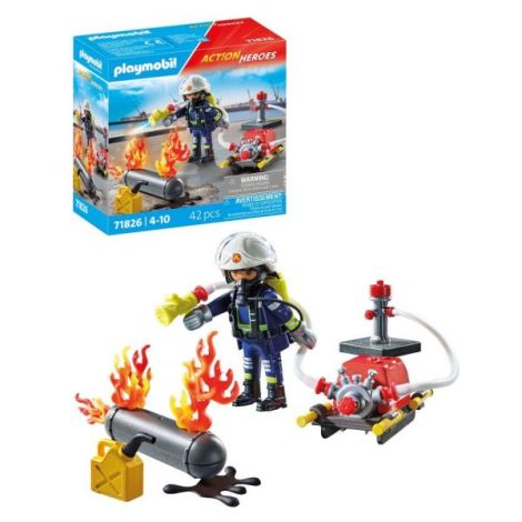 Playmobil - Pompier Playmobil cu pompa de apa - poza 1