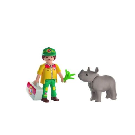 Playmobil - Set 2 figurine ingrijitor cu rinocer - poza 2