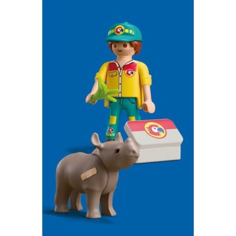 Playmobil - Set 2 figurine ingrijitor cu rinocer - poza 3