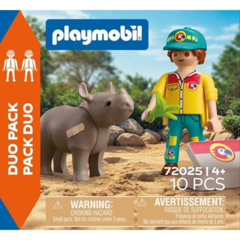 Playmobil - Set 2 figurine ingrijitor cu rinocer - poza 5