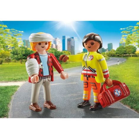 Playmobil-SET 2 FIGURINE PARAMEDIC CU PACIENT - poza 2