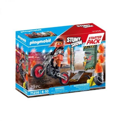 Playmobil - Set Motociclist Stuntshow Si Perete De Foc - poza 2