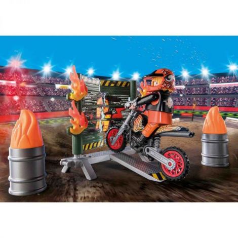 Playmobil - Set Motociclist Stuntshow Si Perete De Foc - poza 4