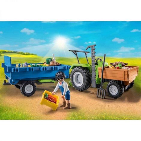 Playmobil - Tractor Cu Remorca Si Muncitor - poza 1