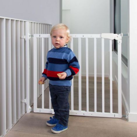 Poarta de siguranta lemn Childhome Maestro 73.5-104 cm Alb - poza 3