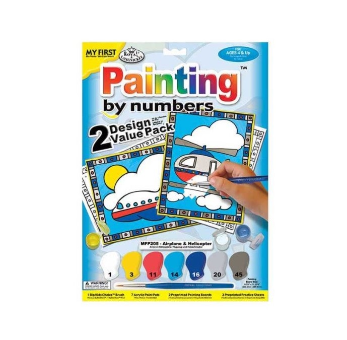 Primele mele 2 picturi pe numere Royal Brush Junior Avion si Elicopter 23x30 cm
