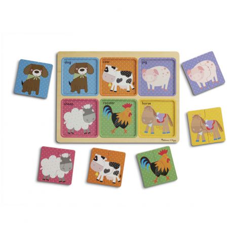 Primul meu puzzle eco din lemn Prieteni de la Ferma - Melissa & Doug - poza 2