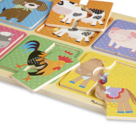 Primul meu puzzle eco din lemn Prieteni de la Ferma - Melissa & Doug - poza 3