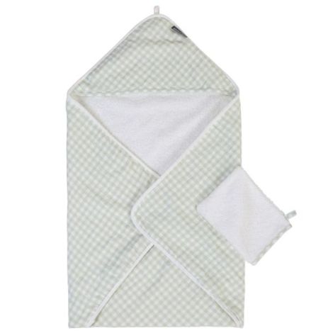 Prosop cu gluga si manusa de baie Childhome 80x80 cm Jerse Muselina Verde - poza 1