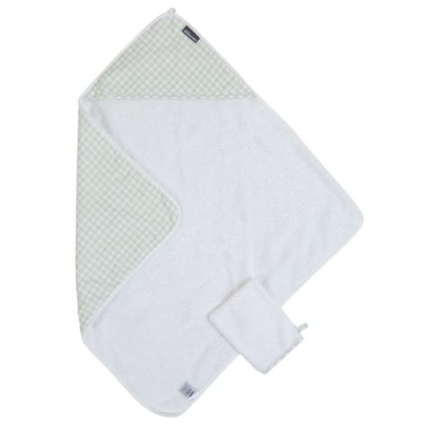 Prosop cu gluga si manusa de baie Childhome 80x80 cm Jerse Muselina Verde - poza 2