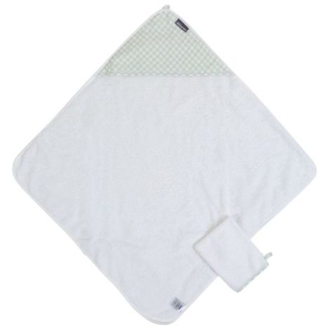 Prosop cu gluga si manusa de baie Childhome 80x80 cm Jerse Muselina Verde - poza 3