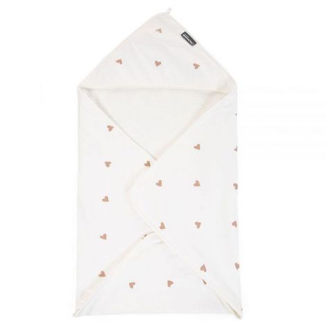 Prosop cu gluga si manusa de baie Childhome Jerse Frotir 80x80 cm, Inimioare - poza 4