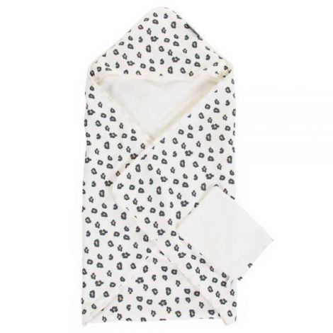 Prosop cu gluga si manusa de baie Childhome Jerse Frotir 80x80 cm, Leopard - poza 1