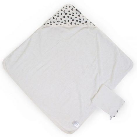 Prosop cu gluga si manusa de baie Childhome Jerse Frotir 80x80 cm, Leopard - poza 2