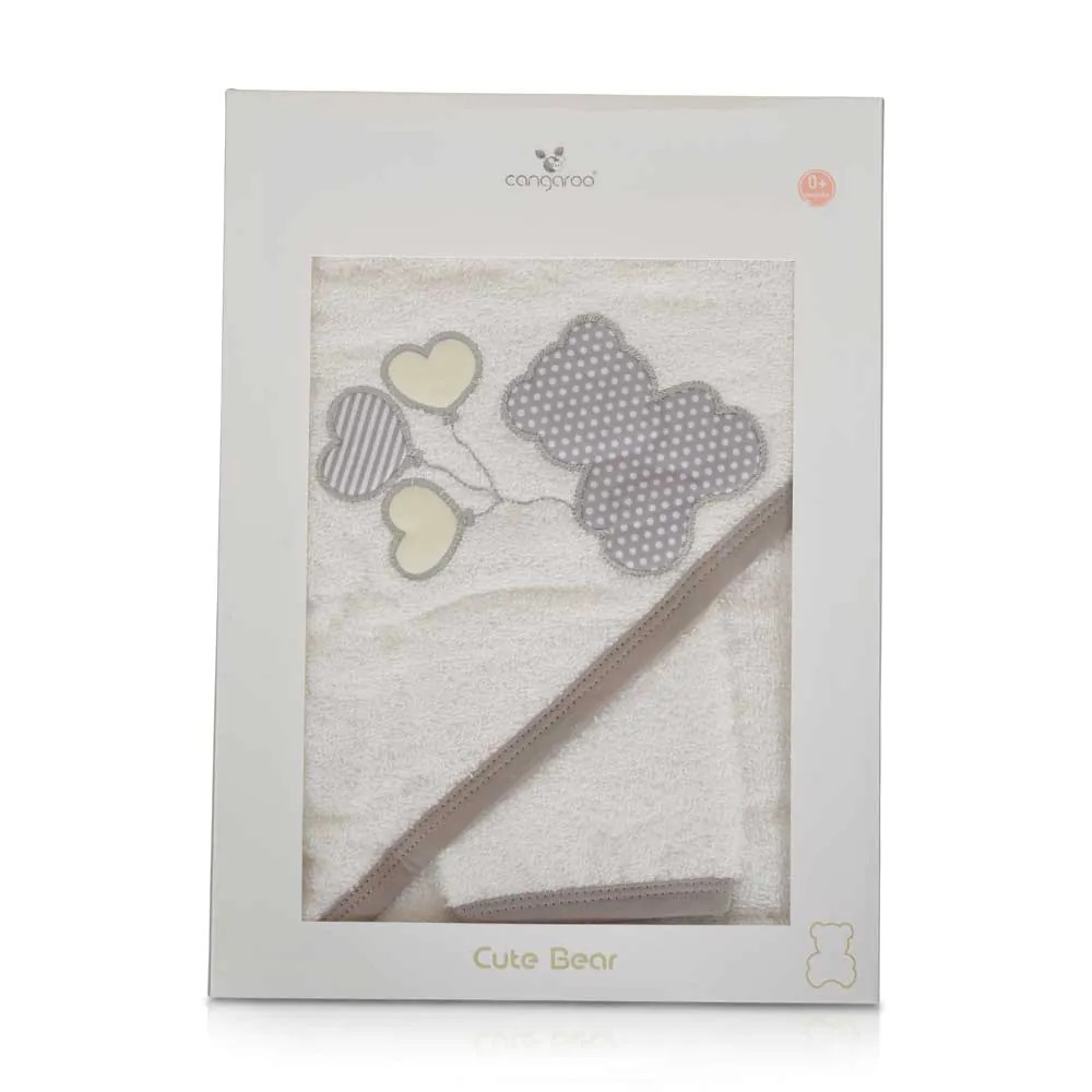 Prosop de baie 100 x 100 cm Cangaroo Cute Ursulet Alb - poza 3