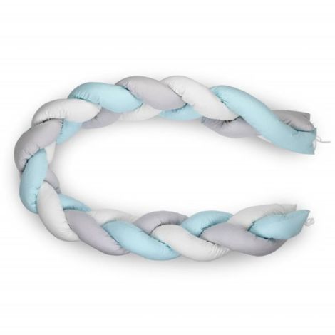 Protectie laterala bumper impletit BabyJem (Culoare: Bleu) - poza 1