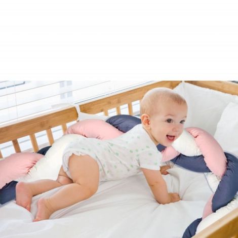Protectie laterala bumper impletit BabyJem (Culoare: Bleu) - poza 5