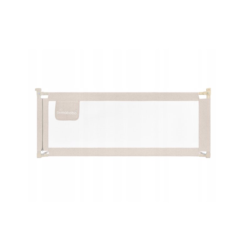 Protectie laterala pat, Primabobo, Classic, 140 cm, Inaltime reglabila 73-92 cm, Cu plasa respirabila, Prevazuta cu un buzunar, Bej