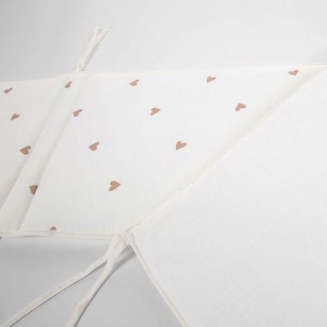 Protectie patut Childhome Jerse Muselina 35x170 cm, Inimioare - poza 3