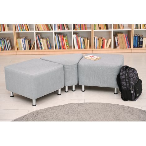 Puf patrat sala de asteptare Wave, 55 x 55 cm, sezut 46 cm H, gri, rezistent la foc si murdarie - poza 2