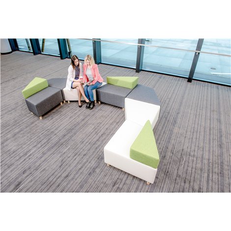 Puf pentru sala de asteptare Bej ZigZag, 87 x 87 x 46 cm, rezistent la foc - poza 2