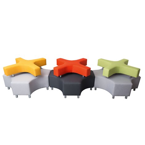 Puf pentru sala de asteptare, relaxare SatX Gri-Verde, 125 x 125 x 77 cm, sezut 44 cm H, rezistent la foc - poza 5