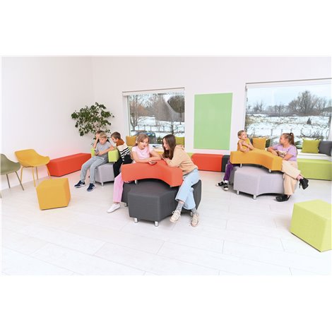 Puf pentru sala de asteptare, relaxare SatX Rosu-Negru, 125 x 125 x 77 cm, sezut 44 cm H, rezistent la foc - poza 2