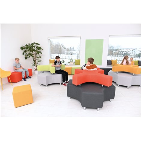 Puf pentru sala de asteptare, relaxare SatX Rosu-Negru, 125 x 125 x 77 cm, sezut 44 cm H, rezistent la foc - poza 3