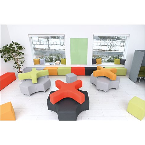 Puf pentru sala de asteptare, relaxare SatX Rosu-Negru, 125 x 125 x 77 cm, sezut 44 cm H, rezistent la foc - poza 4