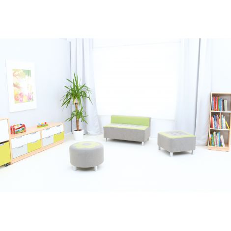 Puf rotund Premium gri-verde lime - poza 3