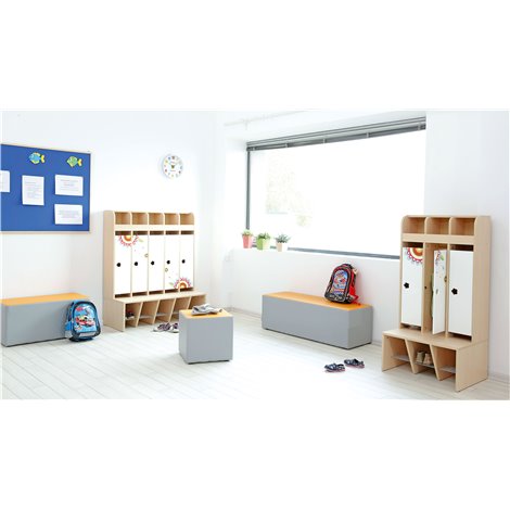 Puf taburet mare bicolor gri-orange, 120 x 40 x 40 cm, vestiar gradinita - poza 2