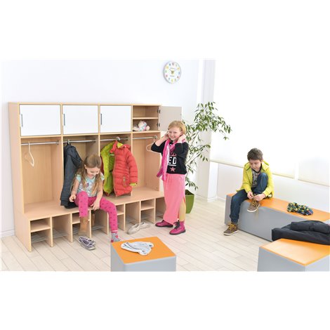 Puf taburet mare bicolor gri-orange, 120 x 40 x 40 cm, vestiar gradinita - poza 3