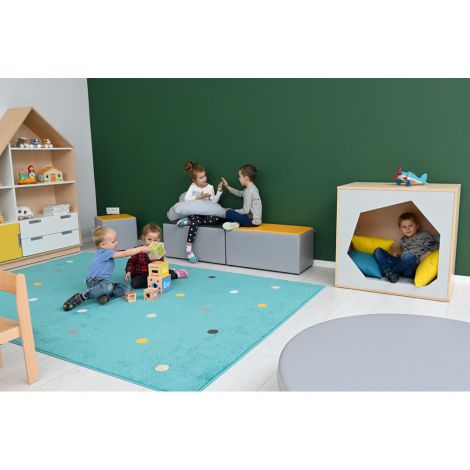 Puf taburet mediu bicolor gri-grafit, cresa si gradinita - poza 3