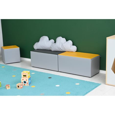 Puf taburet mediu bicolor gri-grafit, cresa si gradinita - poza 4