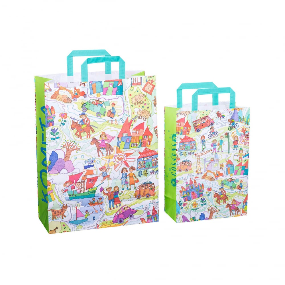 Punga de cadou copii din hartie cu desene,32x14x42 cm,90 g m ²