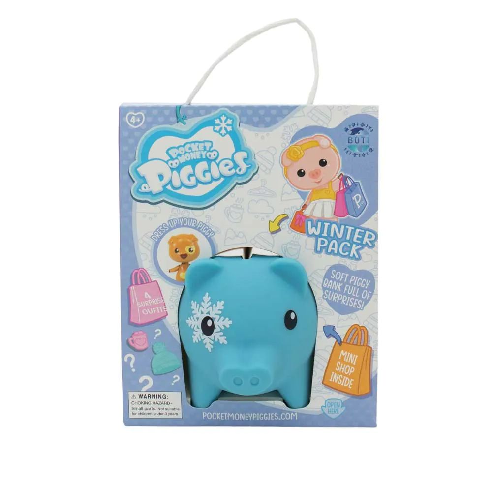 Pusculita cu accesorii surpriza si figurina Pocket Money Piggies Albastru - poza 3