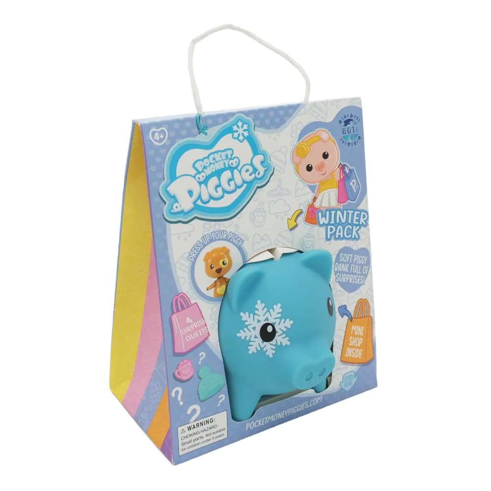Pusculita cu accesorii surpriza si figurina Pocket Money Piggies Albastru - poza 4