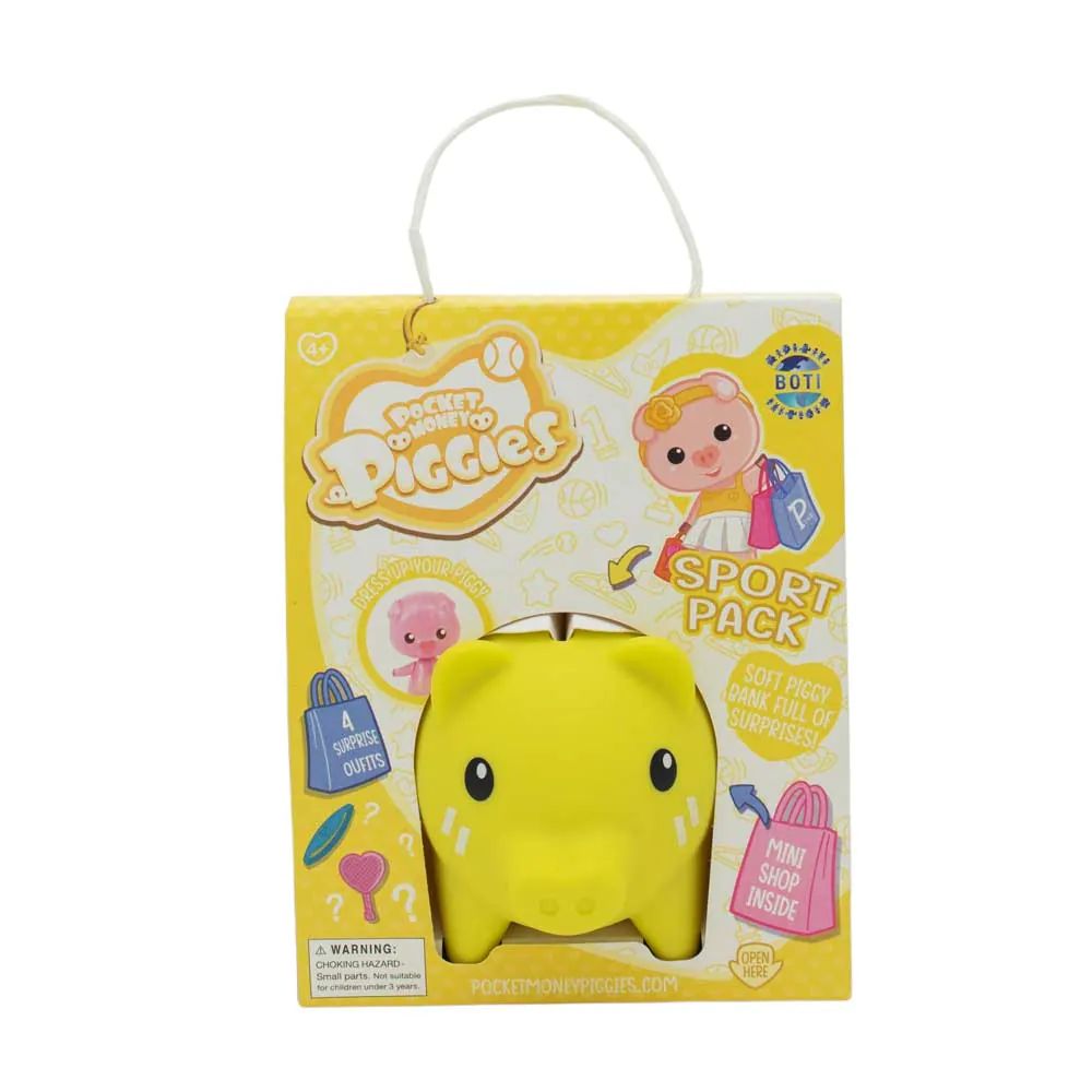 Pusculita cu accesorii surpriza si figurina Pocket Money Piggies Galben - poza 4