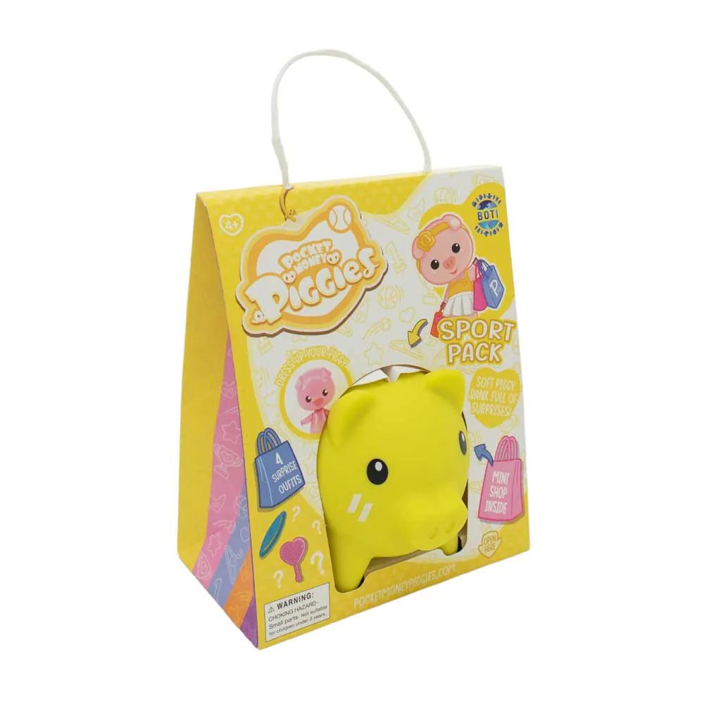 Pusculita cu accesorii surpriza si figurina Pocket Money Piggies Galben - poza 5