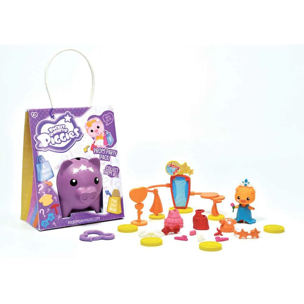 Pusculita cu accesorii surpriza si figurina Pocket Money Piggies Mov - poza 1
