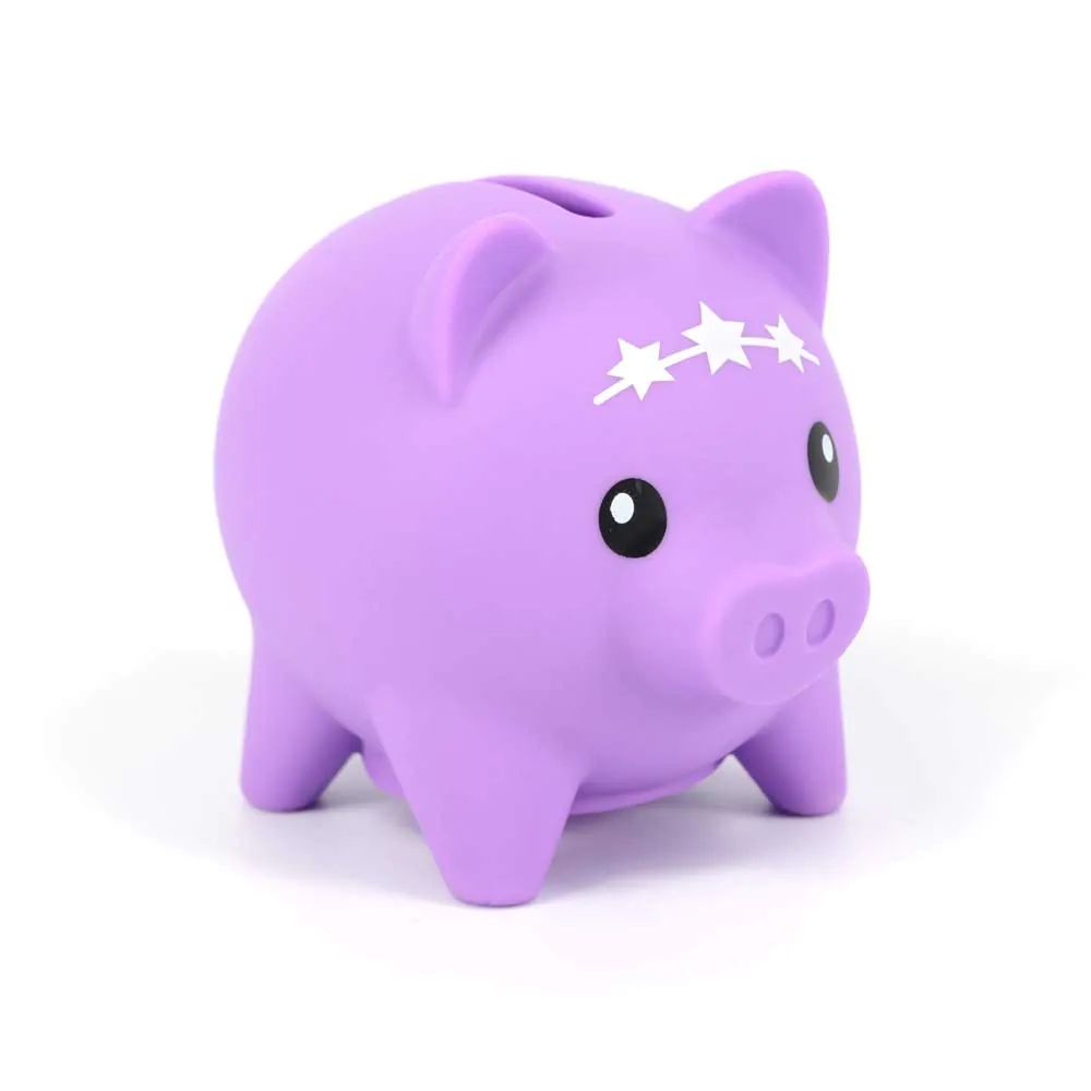 Pusculita cu accesorii surpriza si figurina Pocket Money Piggies Mov - poza 3