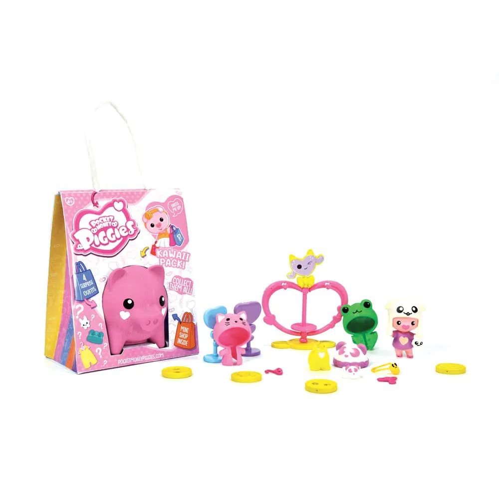 Pusculita cu accesorii surpriza si figurina Pocket Money Piggies Roz - poza 1