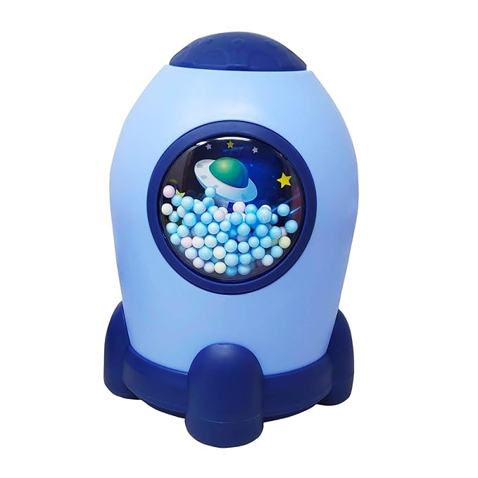 Pusculita pentru monede, model Space, plastic, albastru, 16 cm
