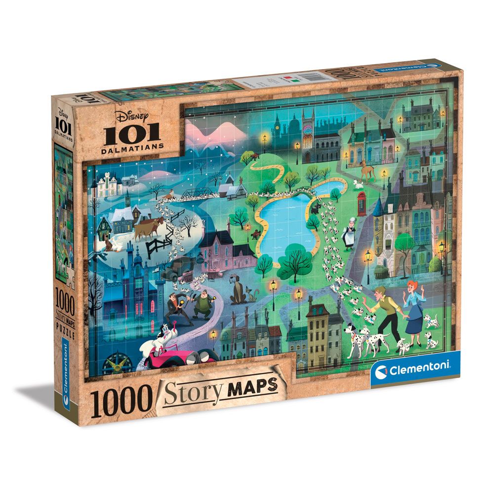 Puzzle 1000 piese Clementoni Disney Story Maps 101 Dalmatieni - poza 1
