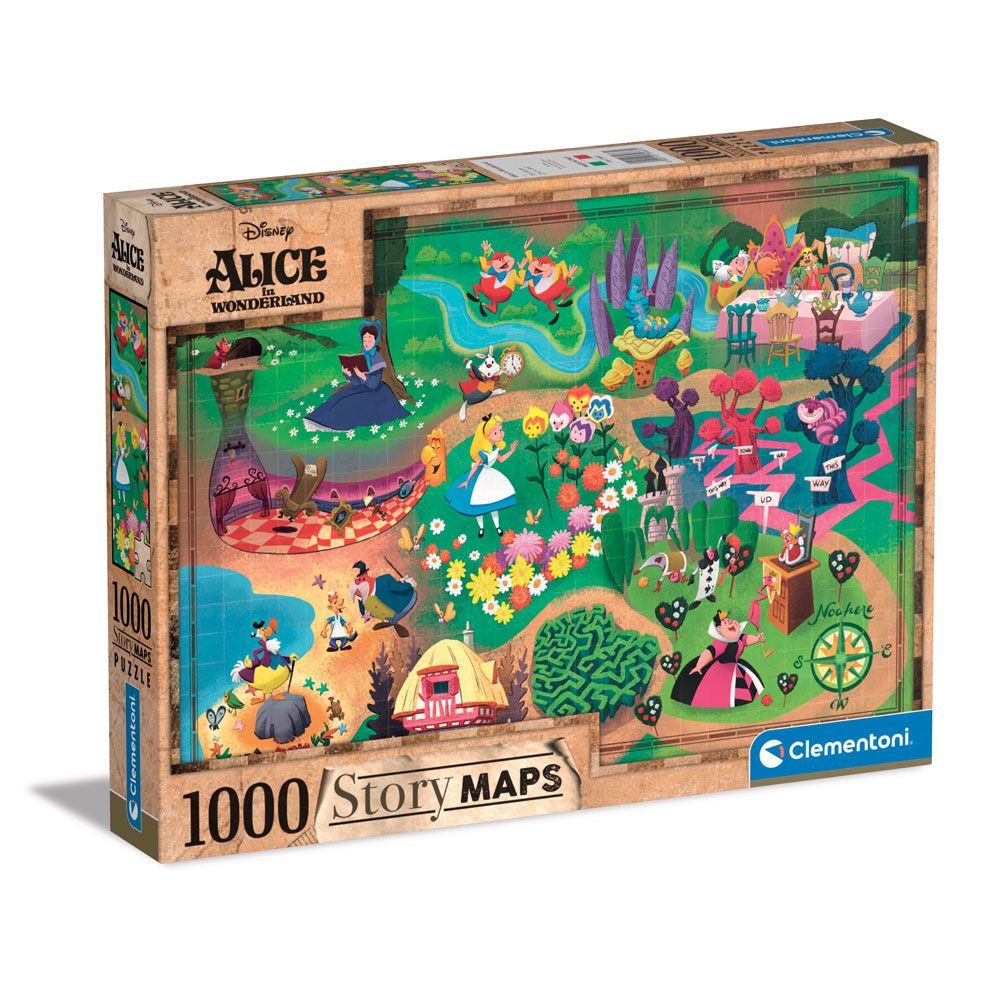 Puzzle 1000 piese Clementoni Disney Story Maps Alice in Wonderland - poza 1