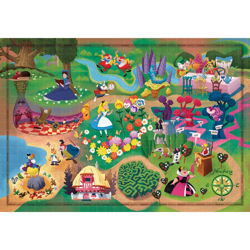 Puzzle 1000 piese Clementoni Disney Story Maps Alice in Wonderland - poza 2