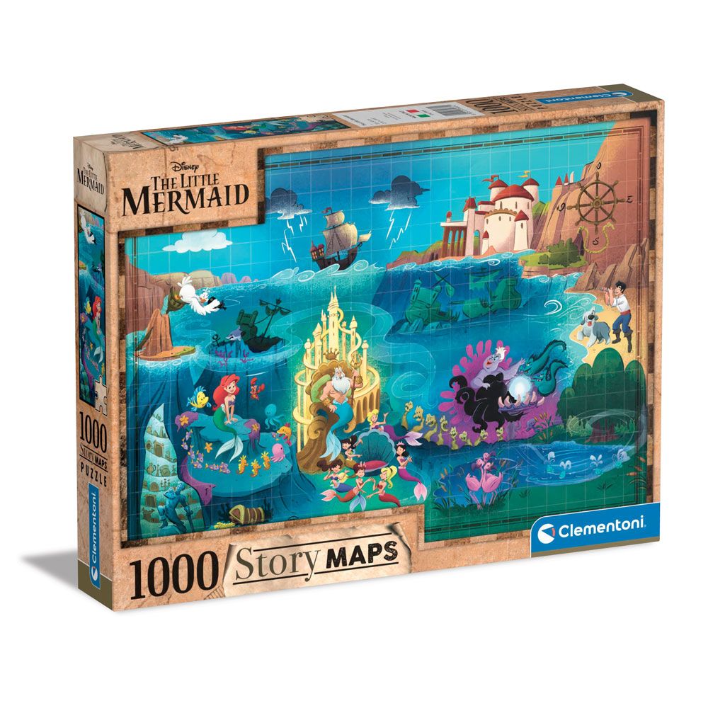 Puzzle 1000 piese Clementoni Disney Story Maps Little Mermaid - poza 1